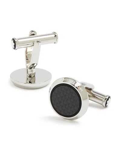 Montblanc Carbon Pattern Cufflinks In Silver