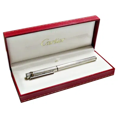 Pre-owned Montblanc Cartier Trinity Ribbed Silver Plated Ballpoint Pen, 1980s