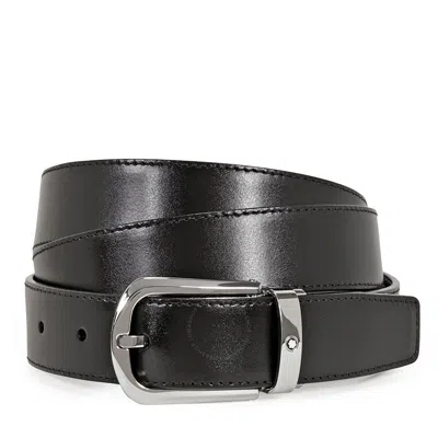 Montblanc Casual Curved Horseshoe Reversibe Belt 114412 In Black
