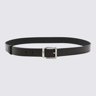 Montblanc Square-buckle Leather Belt In Black