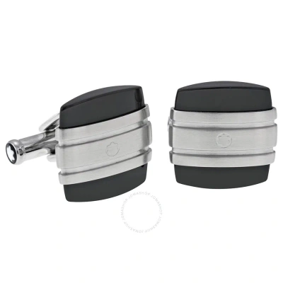 Montblanc Classic Collection Stainless Steel Square And Black Onyx Cufflinks 106624