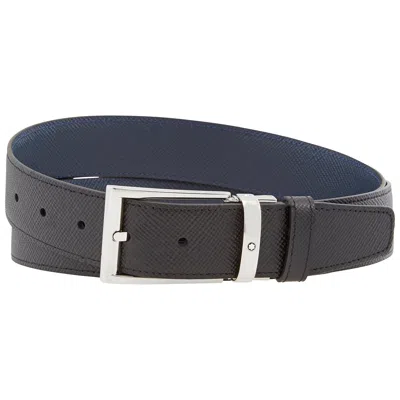 Montblanc Men's Classic Leather Belt- Black/indigo In Purple/black