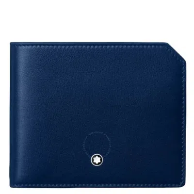 Montblanc Cobalt Leather 6cc Meisterstuck Selection Soft Wallet In Blue