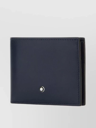 Montblanc Compact Foldable Leather Bifold Wallet In Blue
