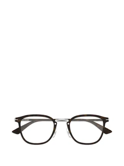 Montblanc Contrast-browline Glasses In Brown