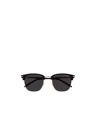 Montblanc Contrasting-bridge Detail Sunglasses In Black