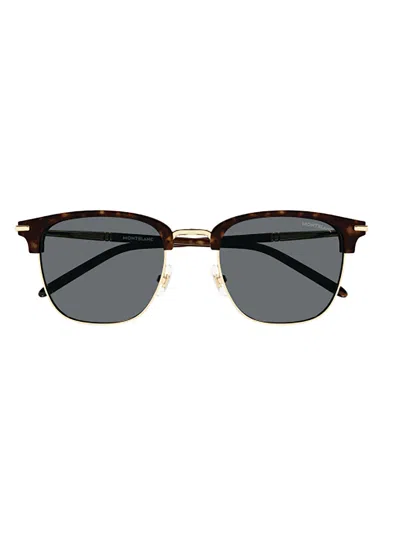 Montblanc Contrasting-bridge Detail Sunglasses In Brown