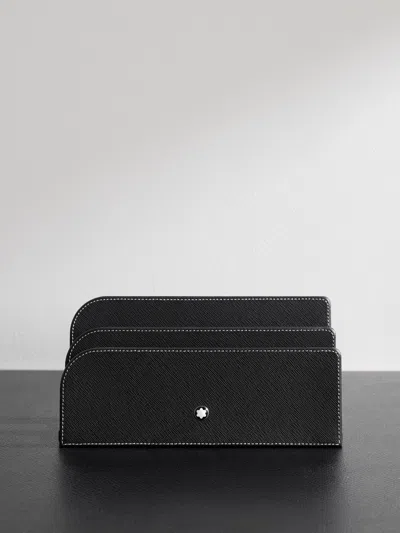Montblanc Cross-grain Leather Letter Rack In Black