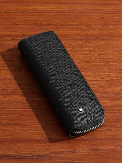 Montblanc Cross-grain Leather Pen Pouch In Black