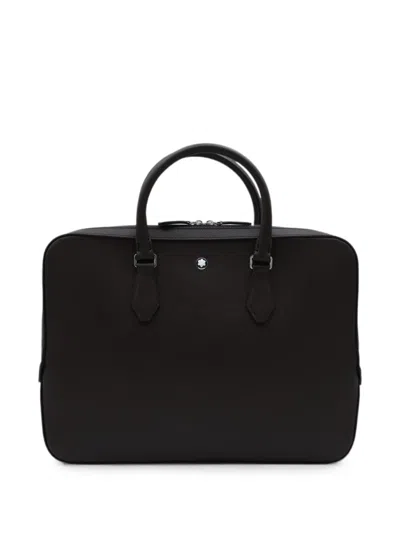 Montblanc Crosshatch-leather Briefcase In Black