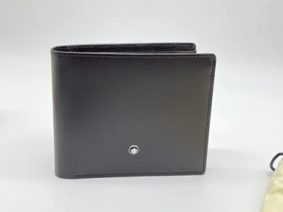 Pre-owned Montblanc Dark Brown Leather 6cc 2 View Pockets Wallet 100% Genuine Rp $500