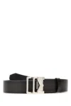 Montblanc Textured Leather Belt Silver-tone Buckle In Black