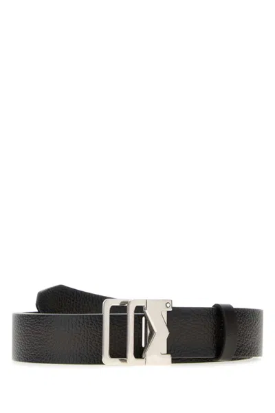 MONTBLANC DARK BROWN LOGO BUCKLE BELT