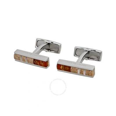 Montblanc Deco Cuff Links With Wood And Amber Inlays 111333 In Gray