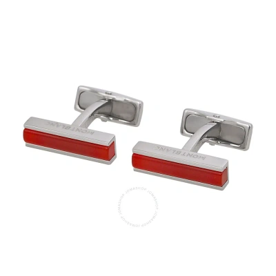 Montblanc Deco Steel Cuff Links With Camelian Inlay 111318 In Metallic