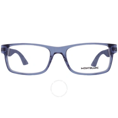 Montblanc Demo Rectangular Men's Eyeglasses Mb0301o 002 54 In Blue / Gun Metal / Gunmetal