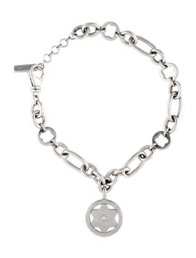 Pre-owned Montblanc Diamond Star Signet Charm Bracelet, 7.75" In Multicolor