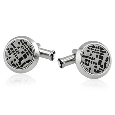 Montblanc Dots Pattern Steel Pvd Black Cufflinks In Metallic
