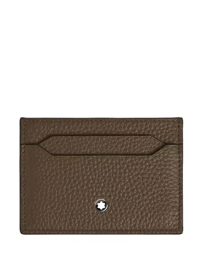 Montblanc Dove Grey Leather Card Holder In Brown