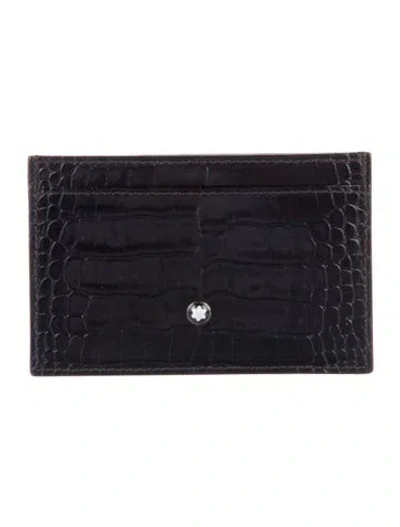Pre-owned Montblanc Embossed Leather Animal Print Card Holder In Black