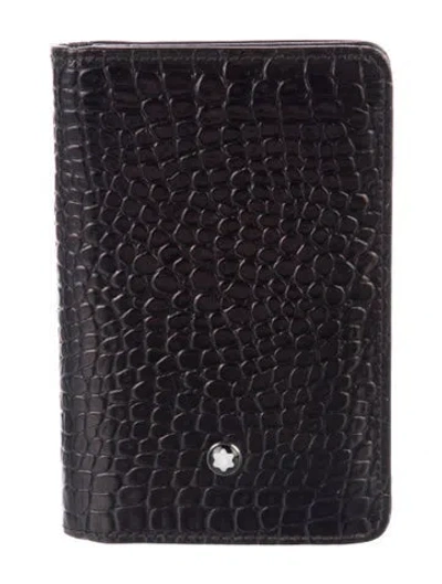 Pre-owned Montblanc Embossed Leather Animal Print Card Holder In Brown