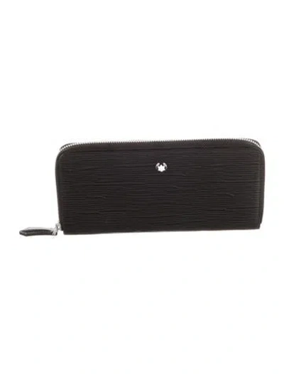 Pre-owned Montblanc Embossed Leather Continental Wallet In Black