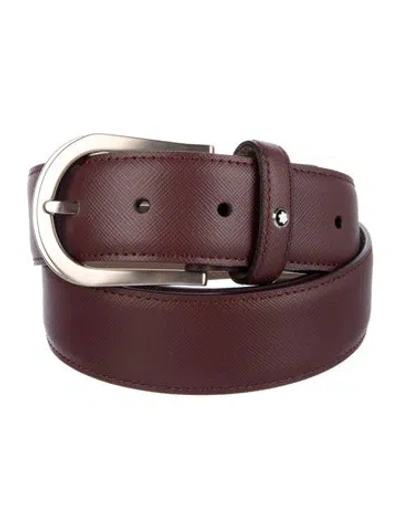 Pre-owned Montblanc Embossed Leather Waist Belt In Brown