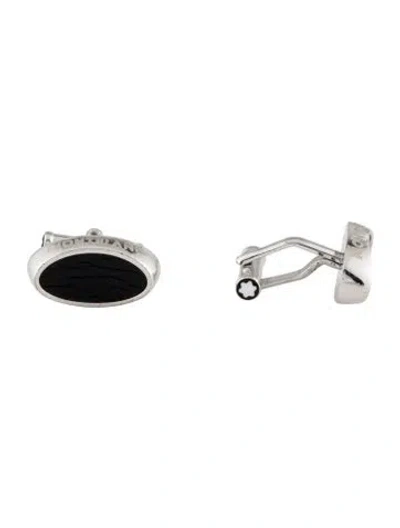 Pre-owned Montblanc Enamel & Leather Cufflinks In Multi