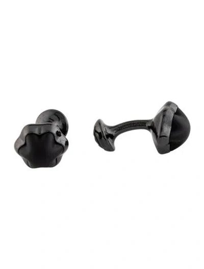 Pre-owned Montblanc Enamel Cufflinks In Black/white