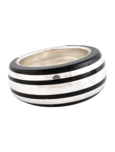 Pre-owned Montblanc Enamel Star Ring In Black