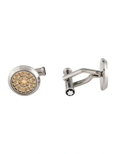 Pre-owned Montblanc Enamel Urban Spirit Gold Leaf Cufflinks In Multi