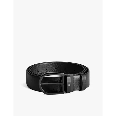 Montblanc Mens Black Horseshoe-buckle Leather Belt