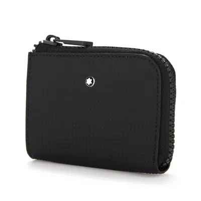 Pre-owned Montblanc Extreme 2.0 Genuine Leather Card Coin Wallet Purse Zipper Men Women In Black