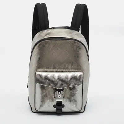 Pre-owned Montblanc Extreme 3.0 Silver Embossed Leather And Nylon Backpack