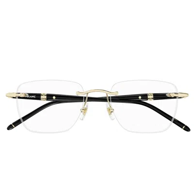 Montblanc Eyeglasses Mb0346 O 001 Black Gold/transparent Men