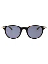 Montblanc Round-frame Sunglasses In Havana-gold-light Blue