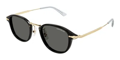 Montblanc Eyewear Round Frame Sunglasses In Black