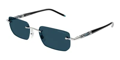 Montblanc Eyewear Rectangle Frame Sunglasses In Silver