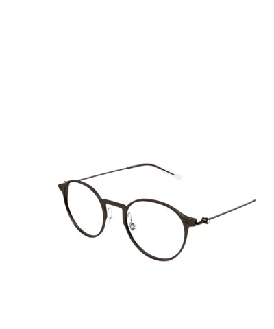 Montblanc Eyewear Round Frame Glasses In Black
