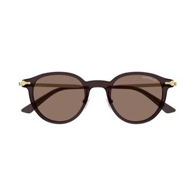 Montblanc Eyewear Round Frame Sunglasses In Brown
