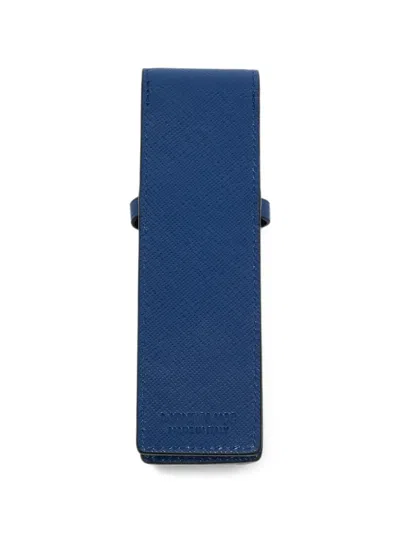 Pre-owned Montblanc Flap Leather Pen Pouch In Blue