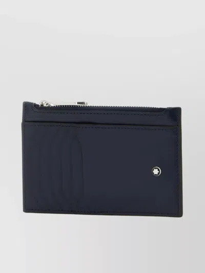Montblanc Front Pocket Leather Cardholder In Blue