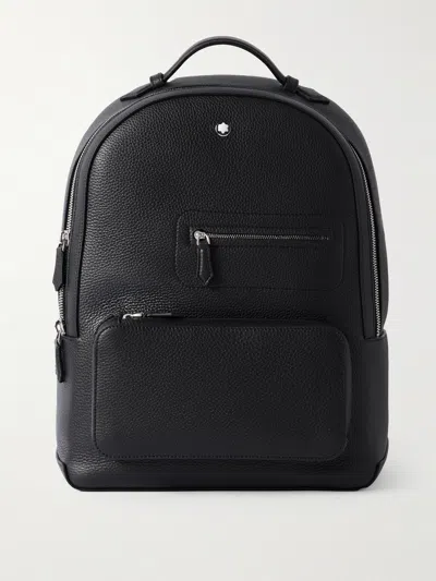 Montblanc Full-grain Leather Backpack In Black
