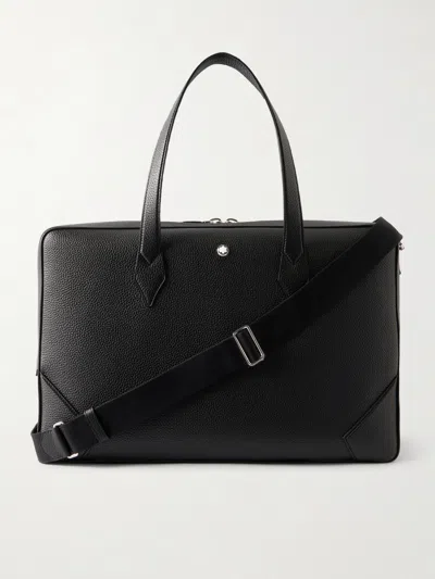 Montblanc Full-grain Leather Weekend Bag In Black