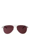 Montblanc Silver Black Violet Metal Sunglasses In Brown