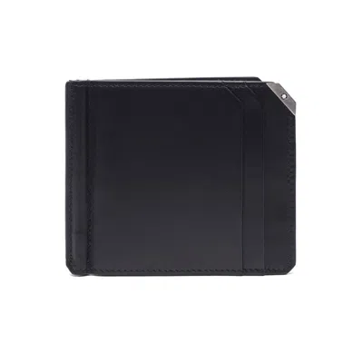 Pre-owned Montblanc Genuine  Meisterstück Urban Men's Natural Leather 6cc Wallet Money Clip In Black