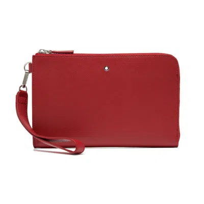 Pre-owned Montblanc Genuine  Sartorial Leather Small Clutch Evening Party Bag Purse Wallet In Red