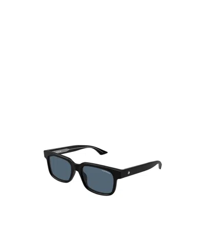 Montblanc Eckige Sonnenbrille Mit Schwarzer Kunststofffassung In Black