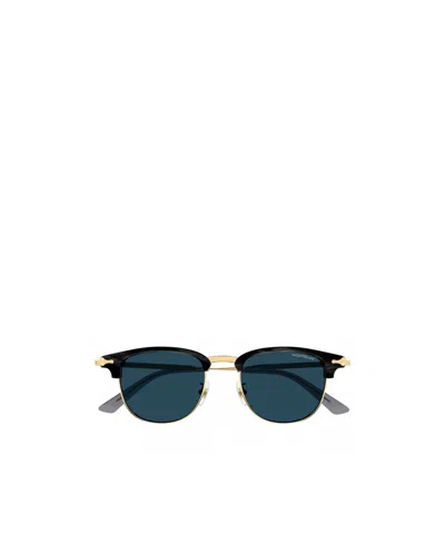 Montblanc Geometric Frame Sunglasses In Blue
