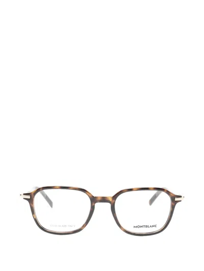 Montblanc Geometric-frame Logo-plaque Glasses In Brown